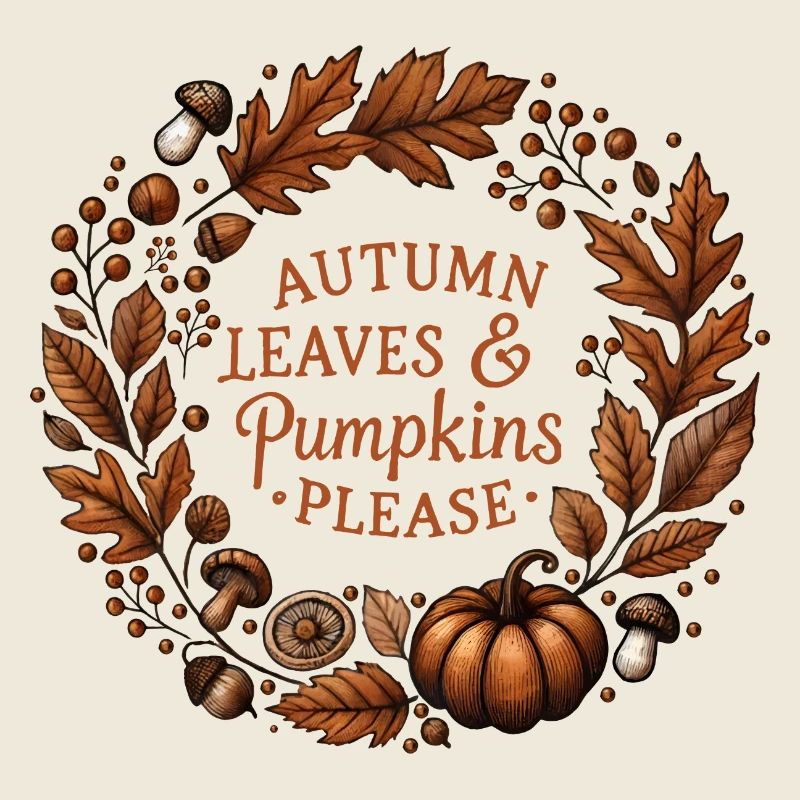 Couronne d’automne - Feuilles d’automne et citrouilles s’il vous plaît