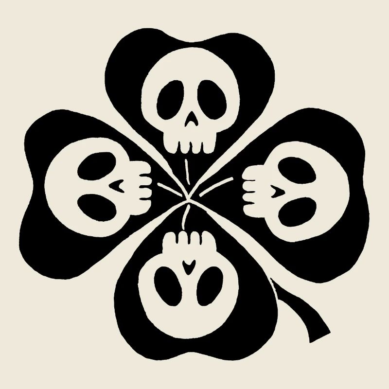 Skulls and black four-leaf clover