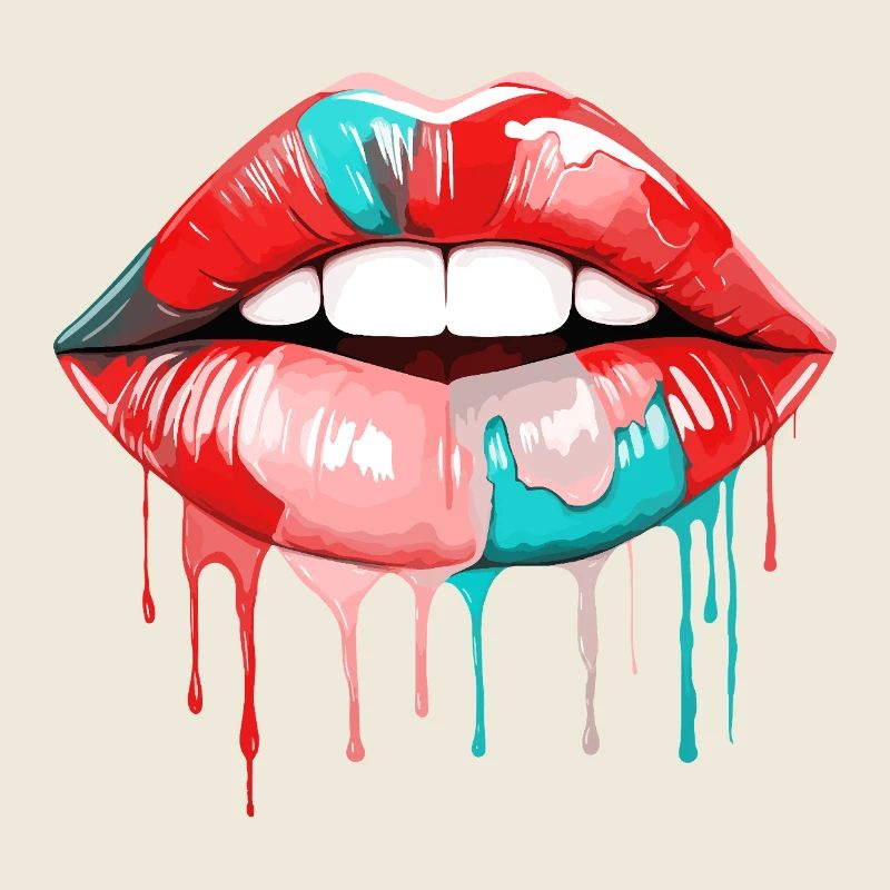 Lippen Bunt Lippenstift Kussmund Pop Art Kunst