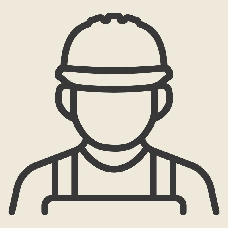 Construction Worker Icon – Minimalist Line Art Sty