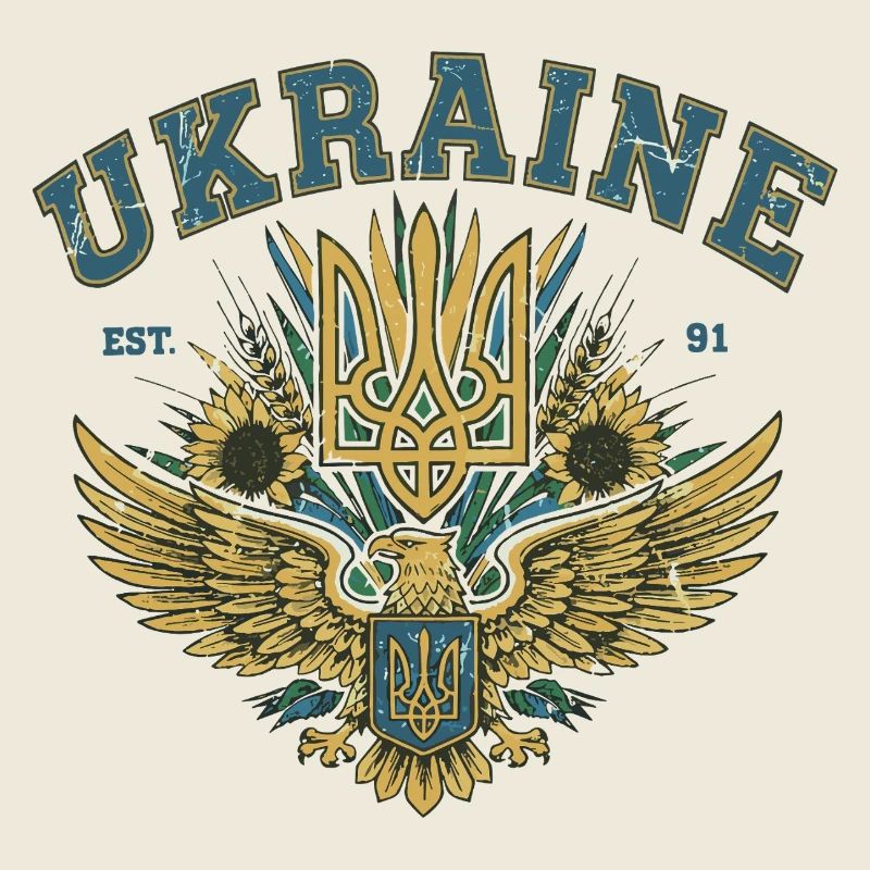 Ukrainian Eagle Crest with Sunflowers