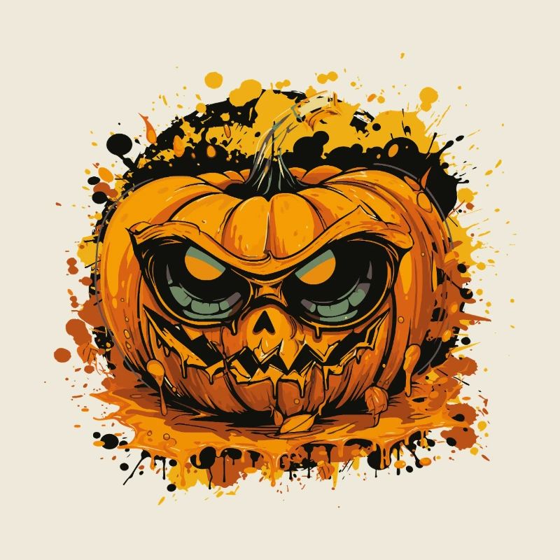 Visage de citrouille sinistre dans le style d’éclaboussures de couleur