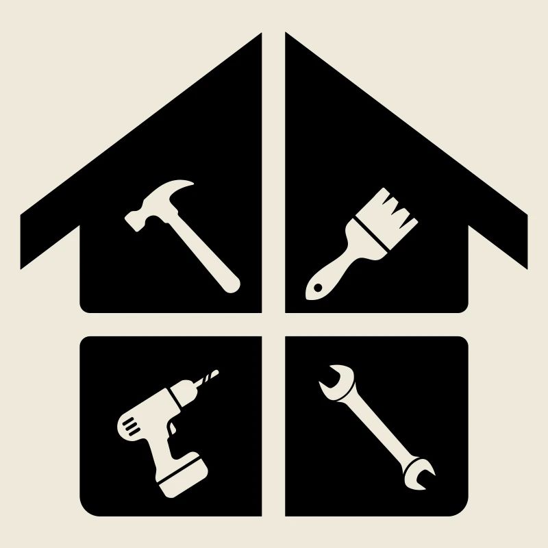 Logo de l’artisan – marteau, perceuse et brosse