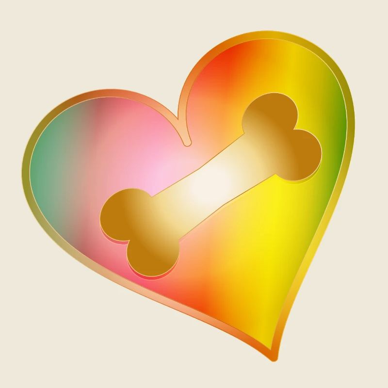 Regenbogen Herz mit Hundeknochen