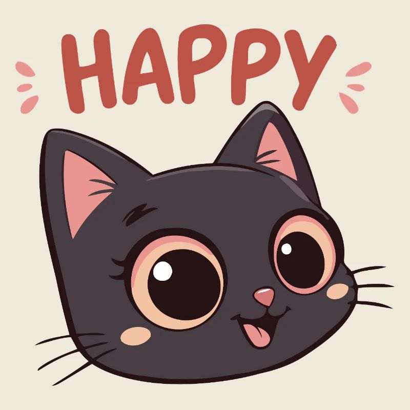 Happy Black Cat Cartoon