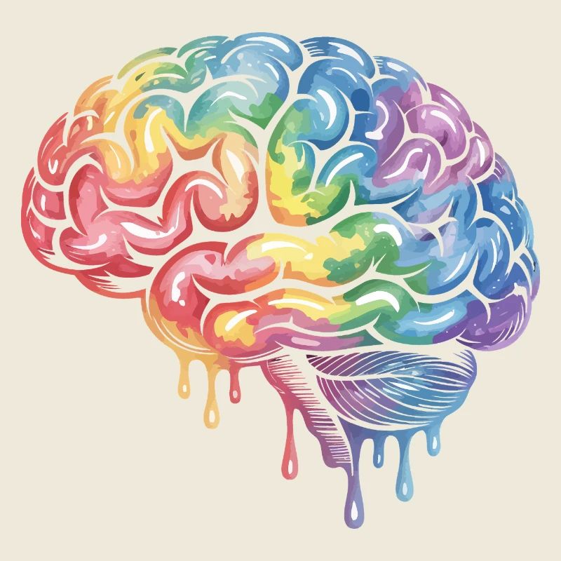 Rainbow Brain Gradient Print Design