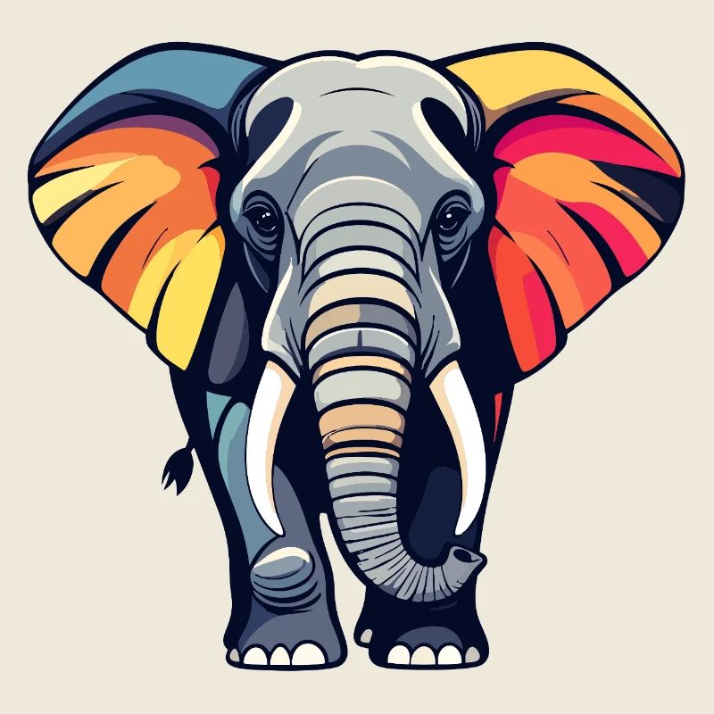 Farbenfroher Elefant mit bunten Ohren