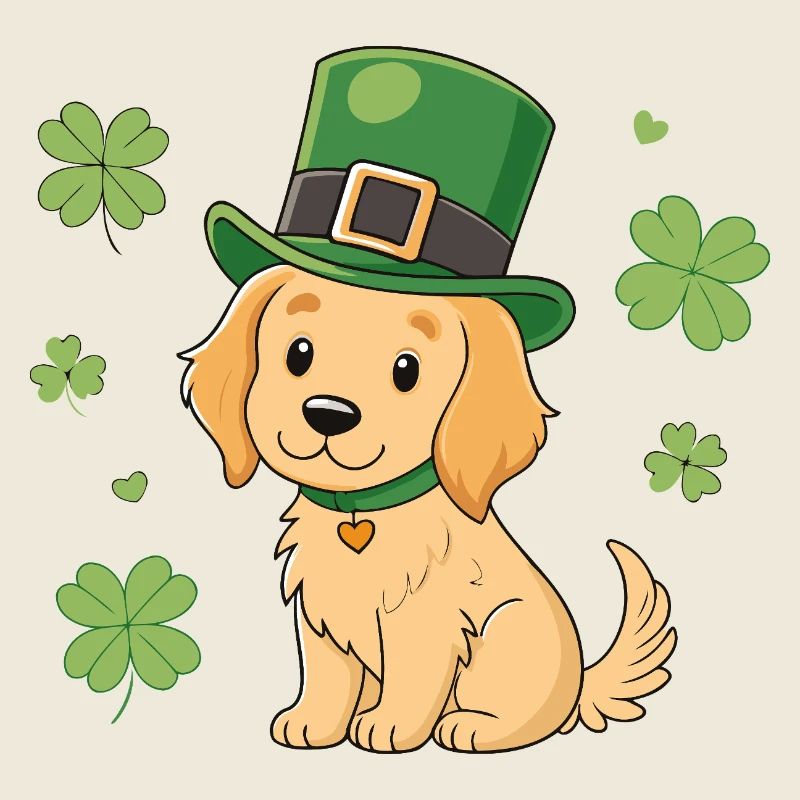 Chien Labrador Mignon St Patrick Chapeau Vert