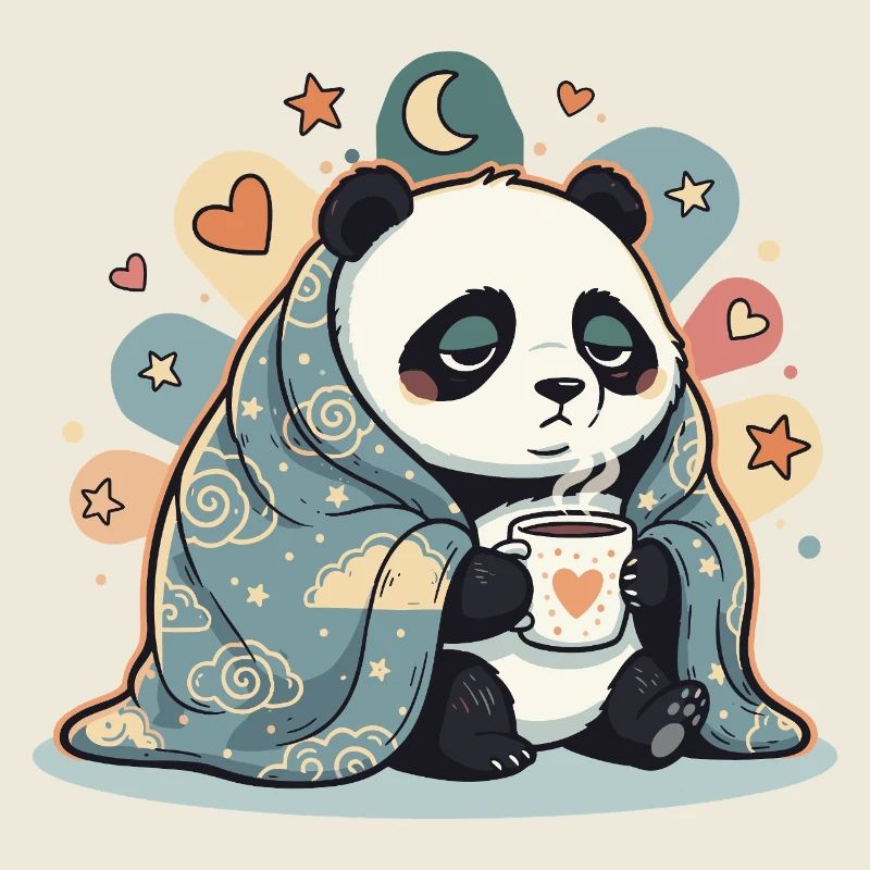 Panda câlin sous la couverture nuageuse
