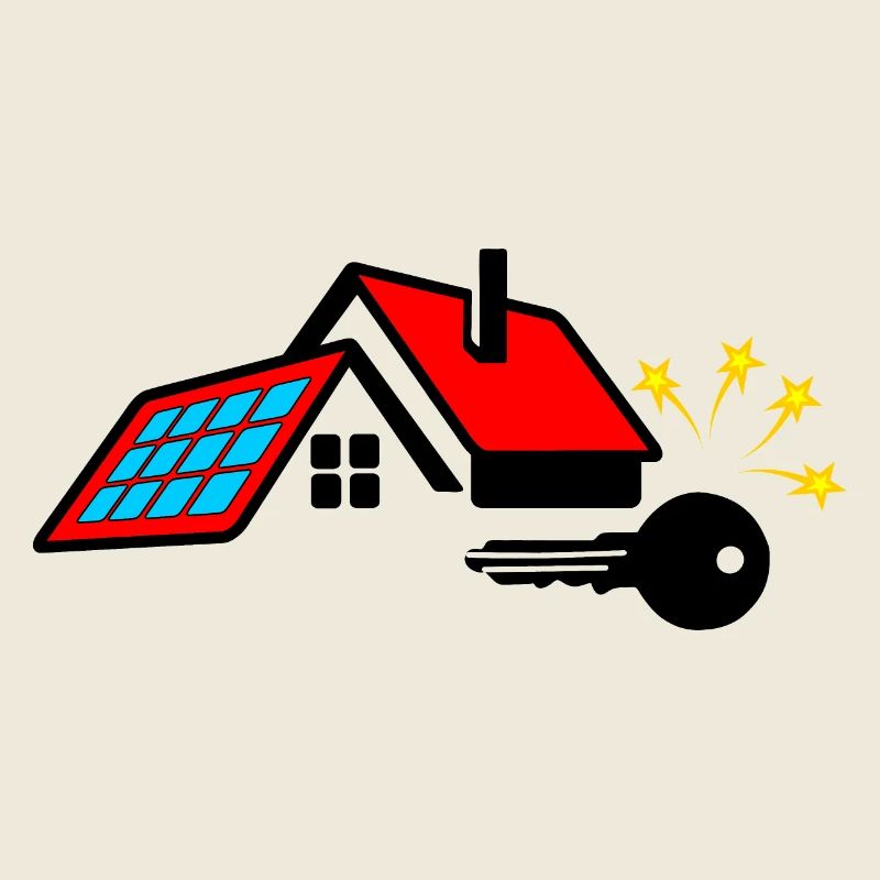 Clé pour la nouvelle maison avec panneaux solaires