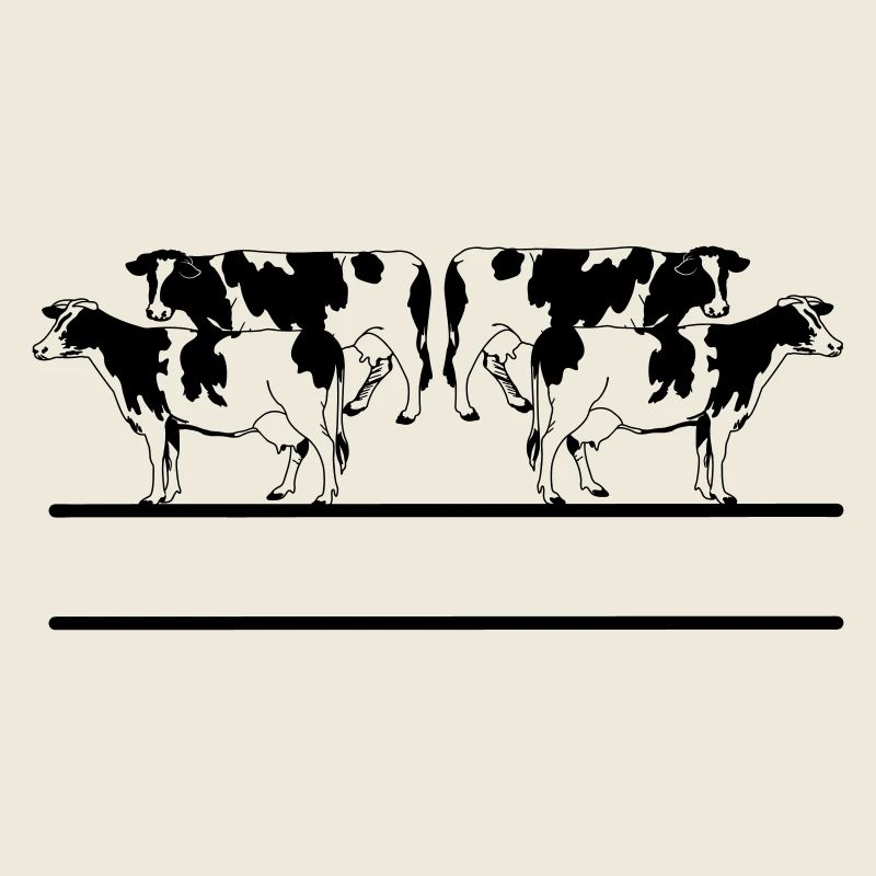 Black and white cows four pieces