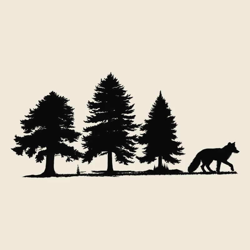 Waldpfad Fuchs Silhouette