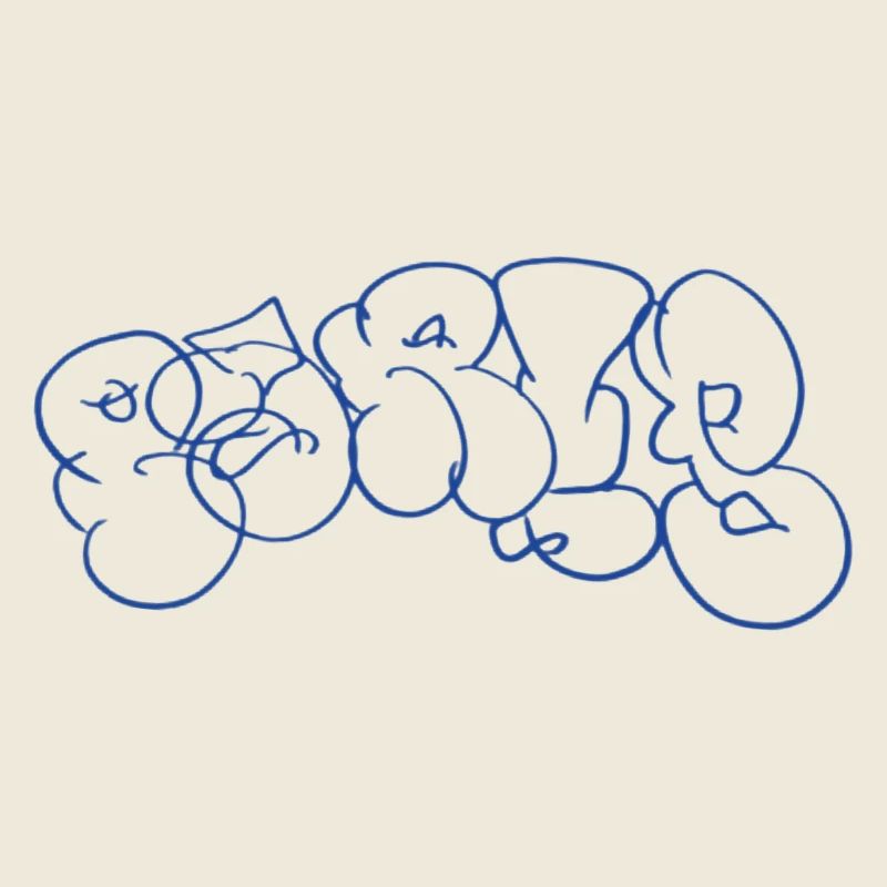 Blauer Graffiti Schriftzug im Paris Style