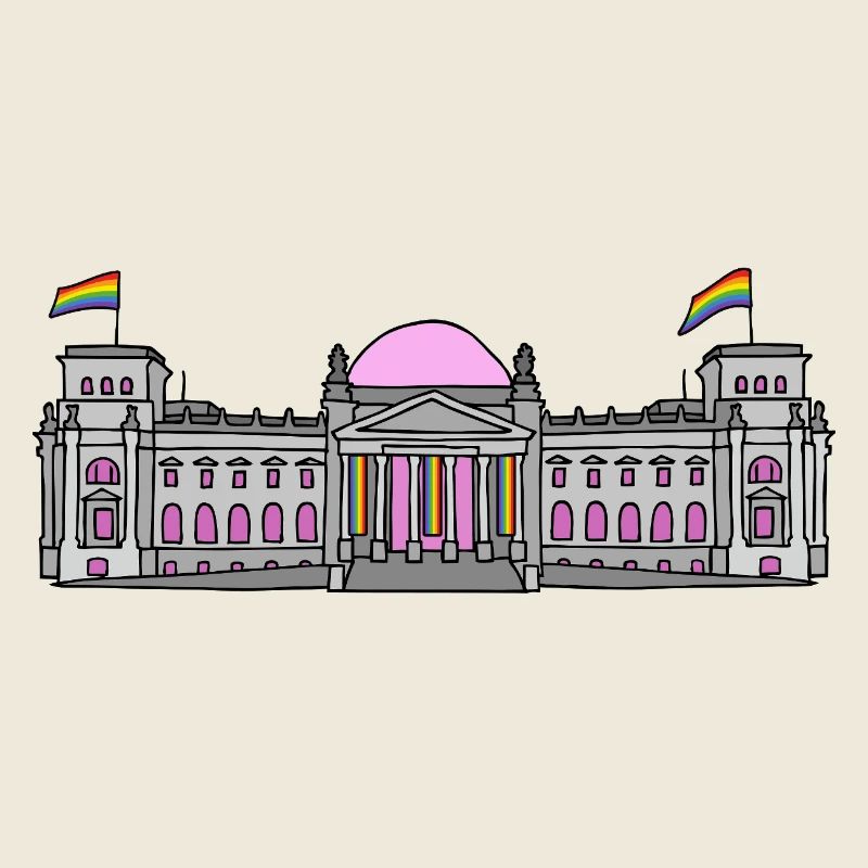 Le Bundestag à Berlin avec des drapeaux arc-en-ciel