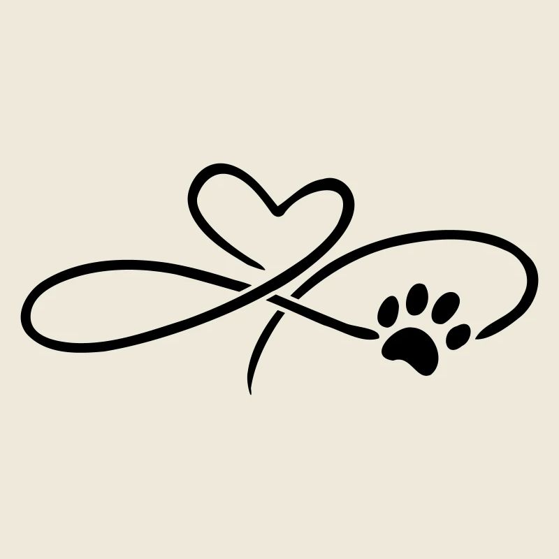 Coeur infini avec patte chat chien
