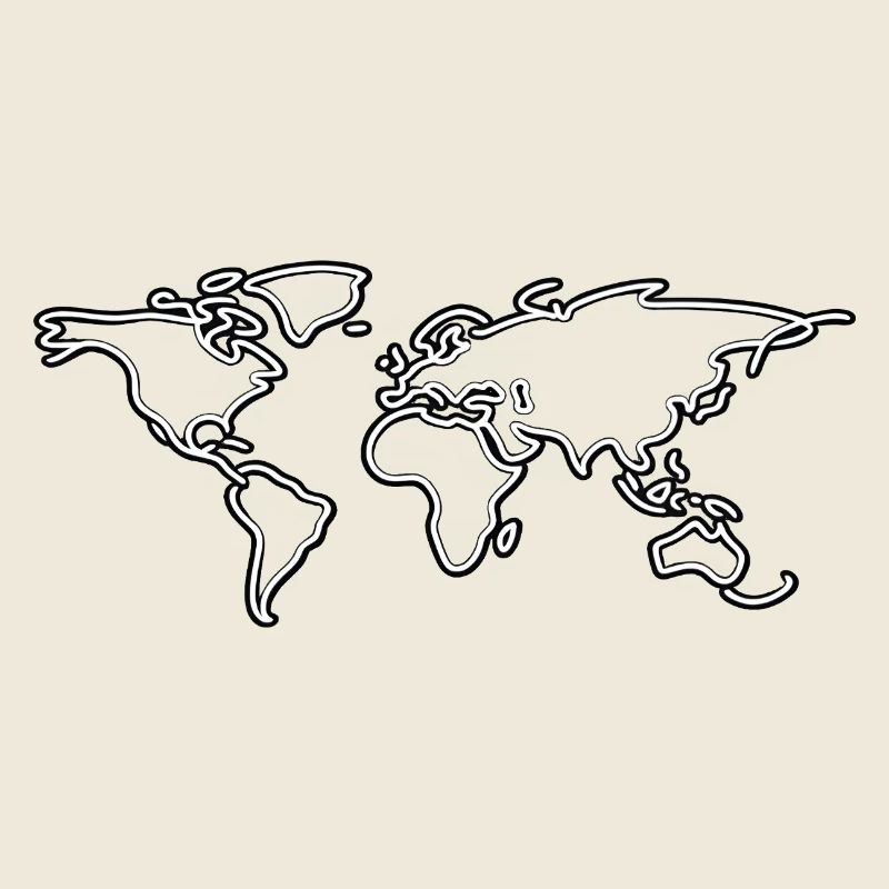 Neon-Weltkarten-Umriss-Tee