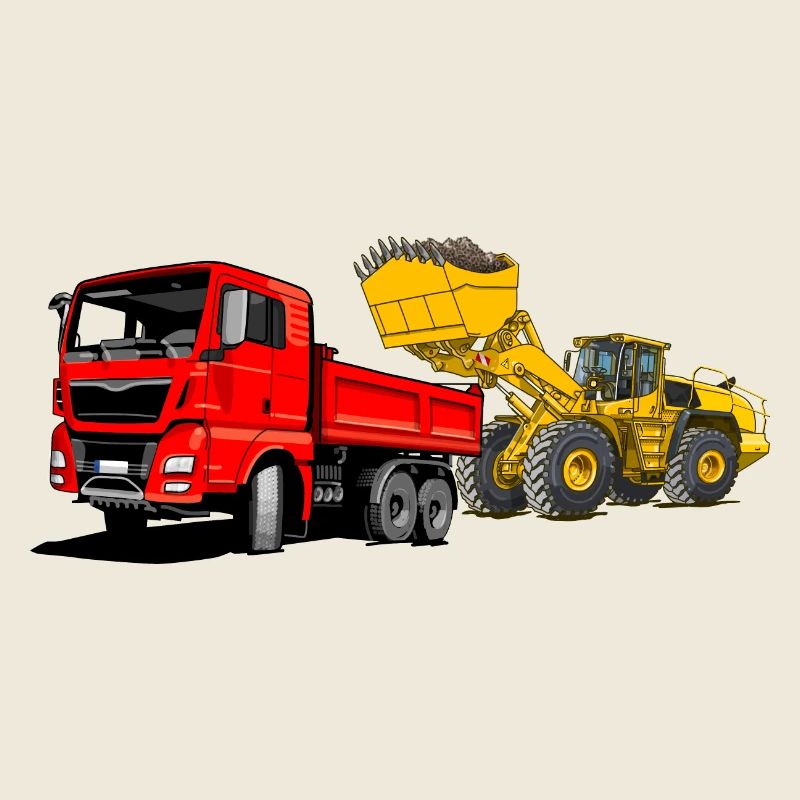 Construction site, truck, wheel loader