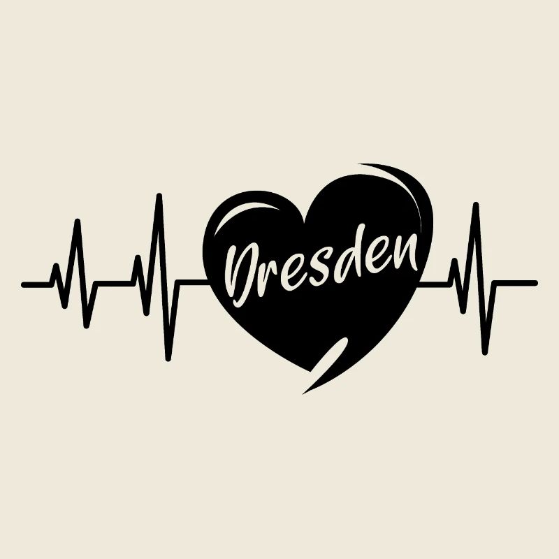 Dresden Herzschlag Liebe Herz Stadt Illustration