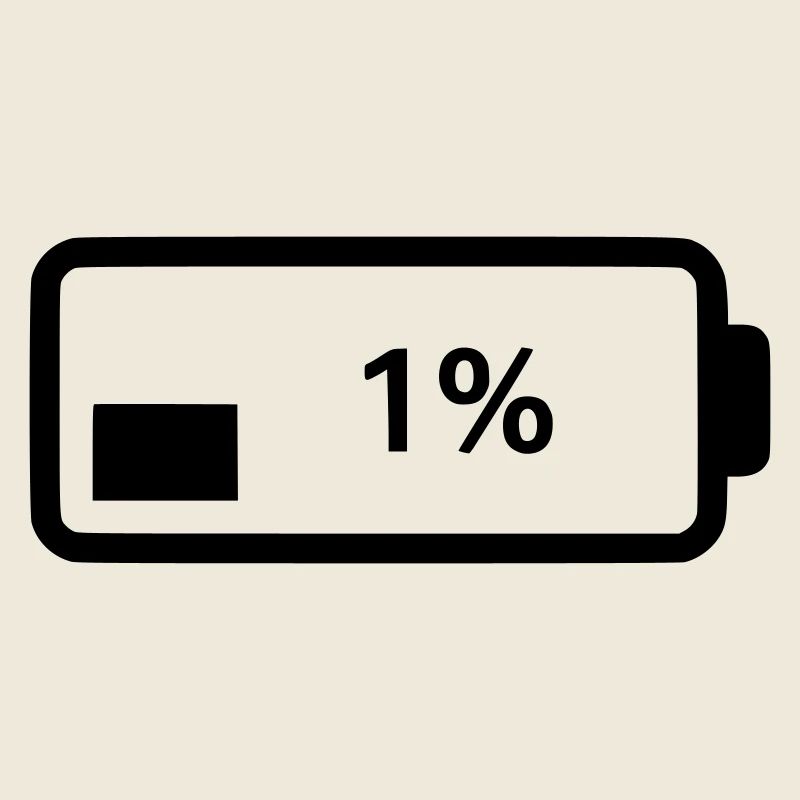 Battery symbol charge level 1%