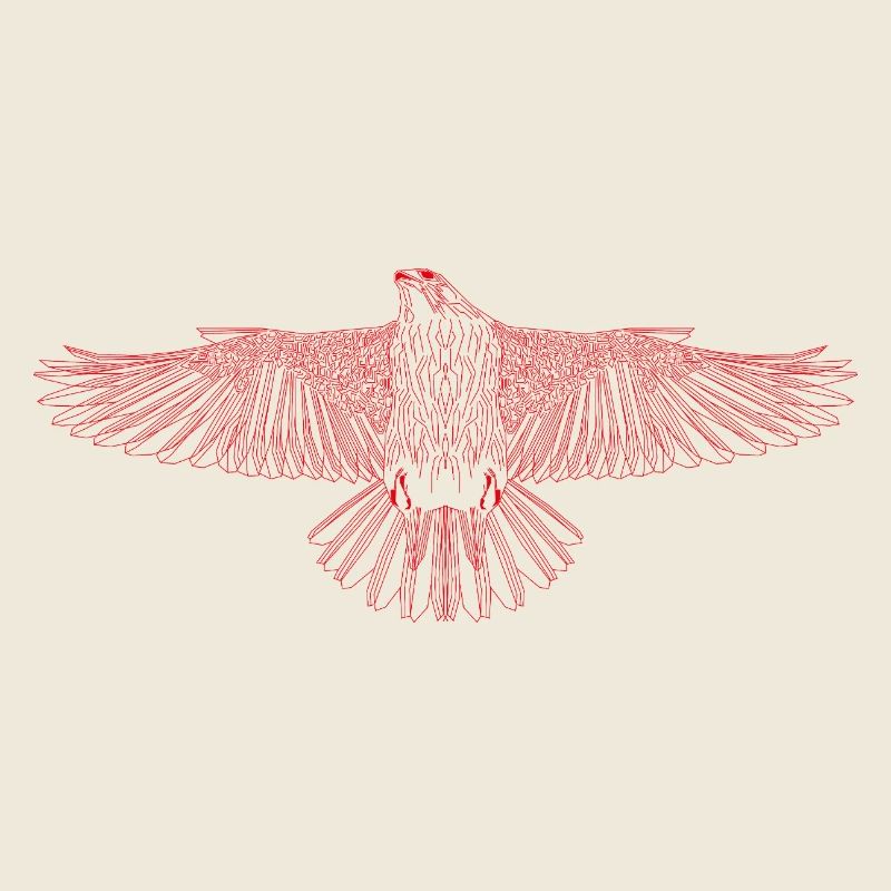Digital Falcon – Art au trait moderne en rouge