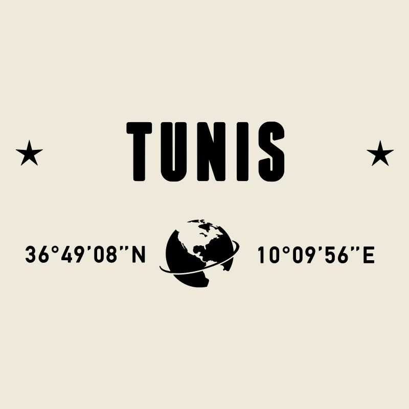Tunis Tunisie Coordonnées GPS Globe