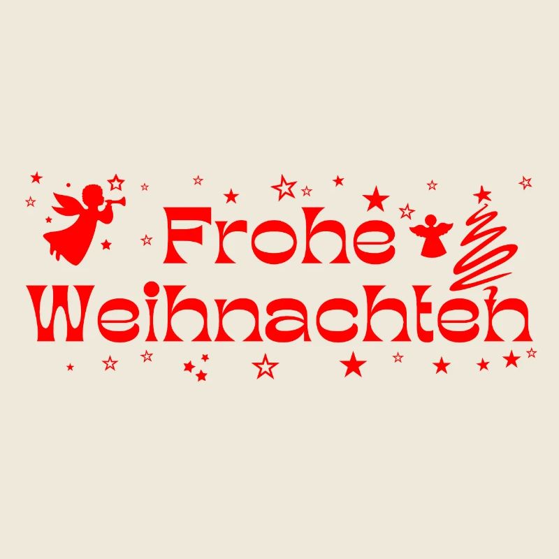 Frohe Weihnachten rot Sterne Engel Christbaum