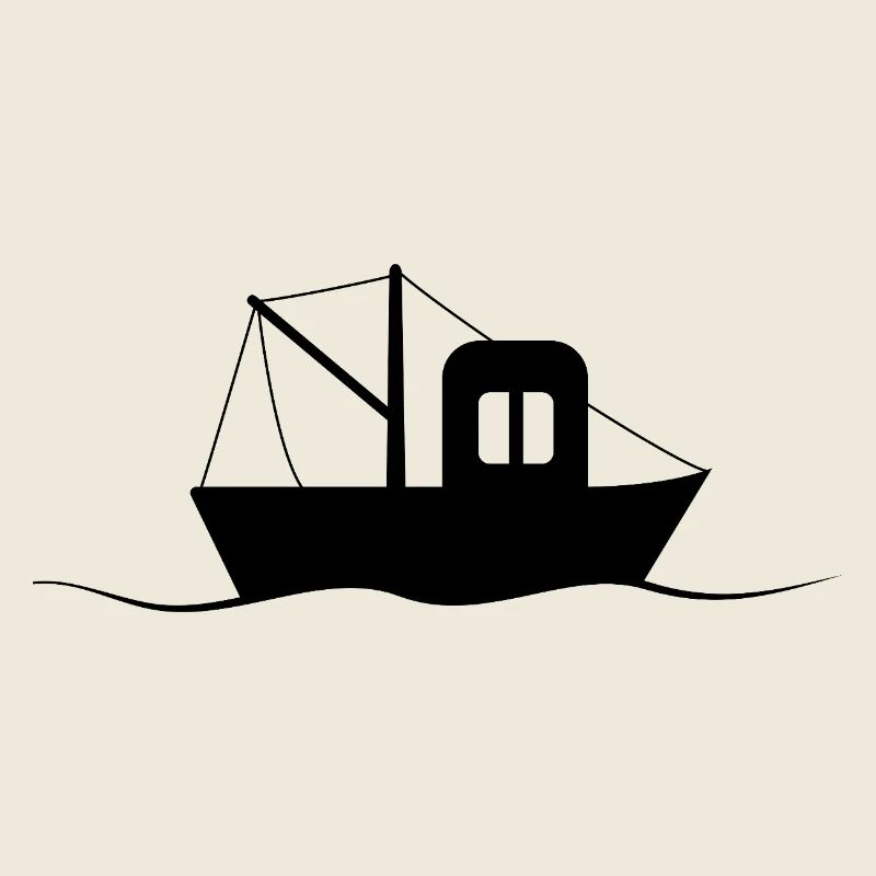 Silhouette de cotre de pêche, petit navire