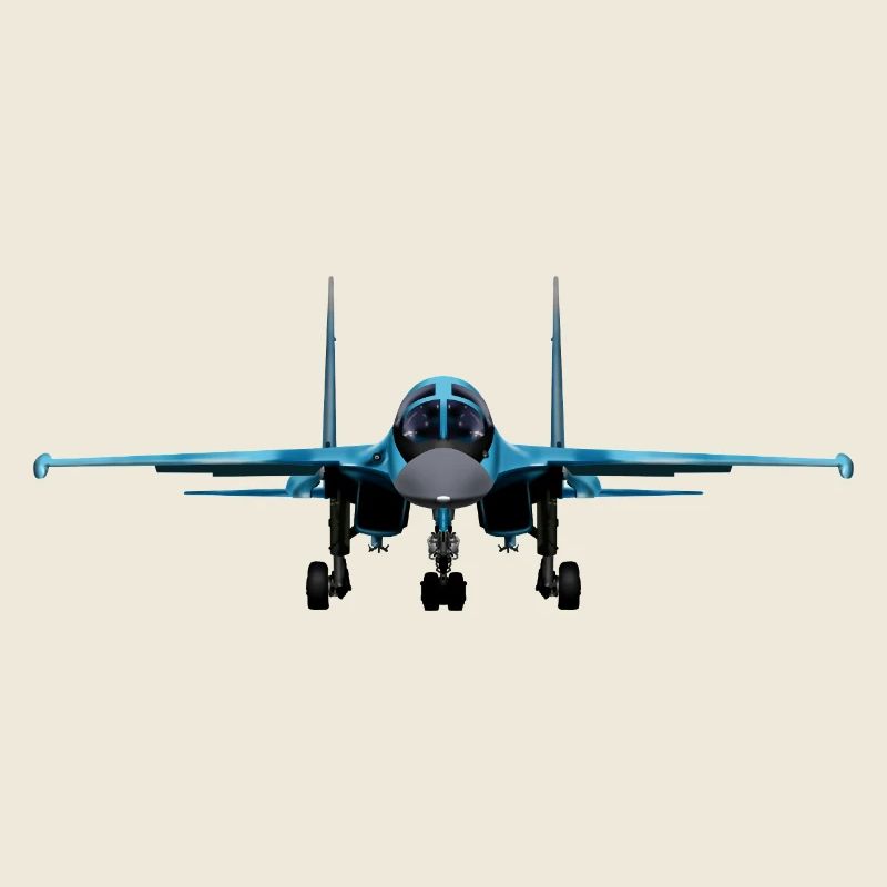 Blauer Kampfjet Frontansicht
