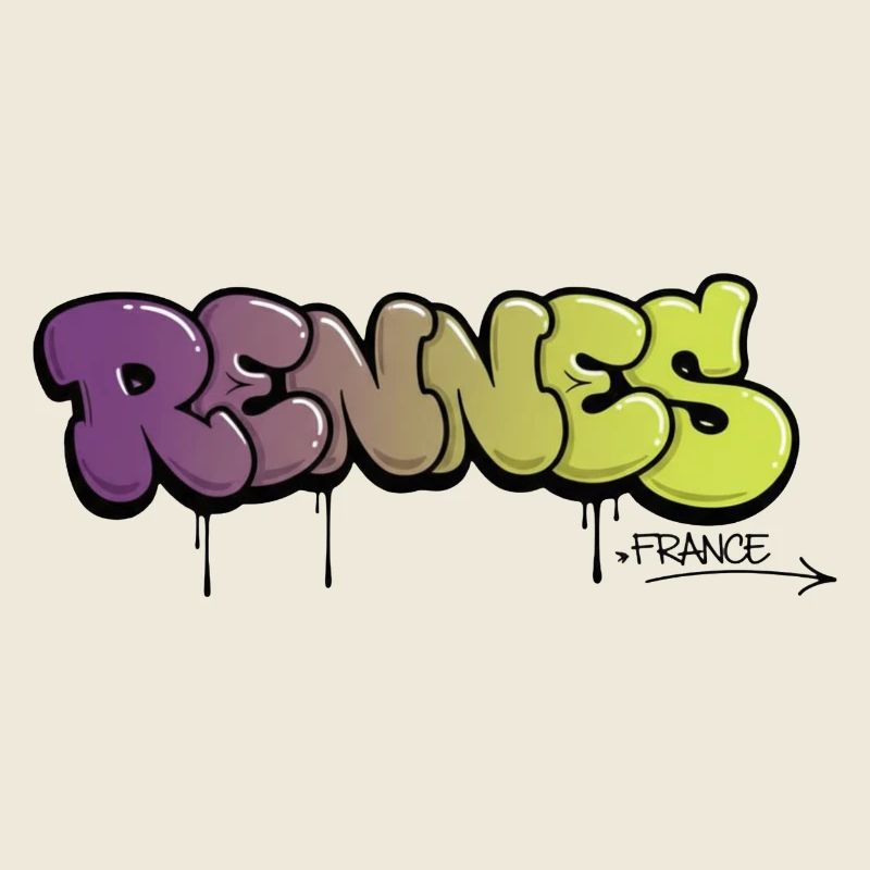 Rennes Graffiti Schriftzug mit Farbverlauf