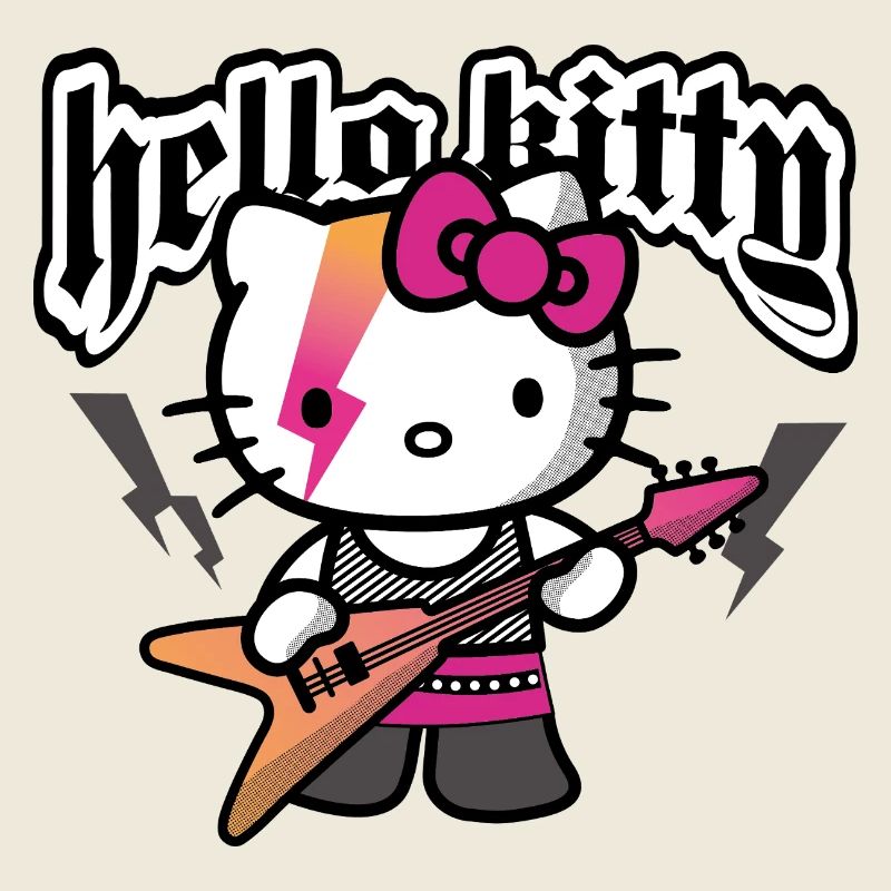 Hello Kitty In A Rock Outfit Plays E-Guitar