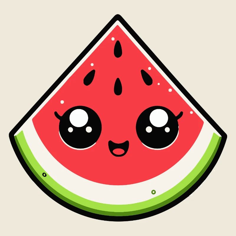 Pastèque kawaii sourire éclatant