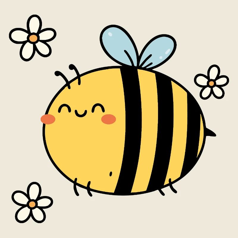 Summend vor Freude – Kawaii Bee & Blossoms