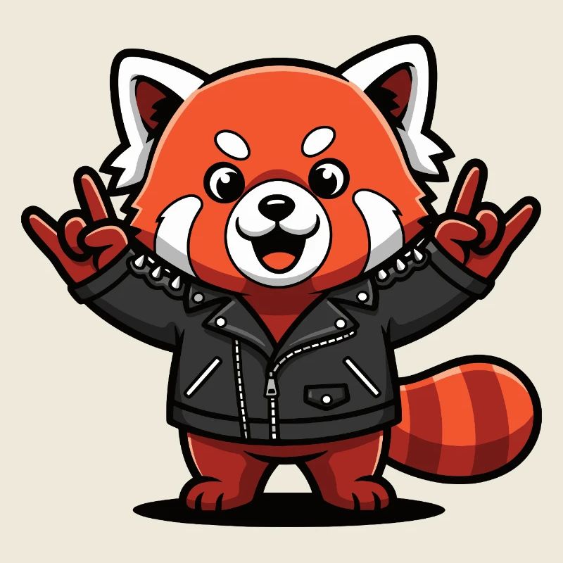 Roter Panda in Lederjacke