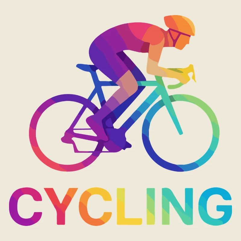Vibrant Rainbow Cyclist Design