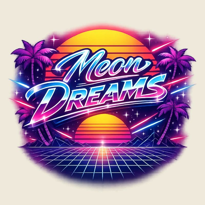 Moon Dreams Neon Retro Sunset