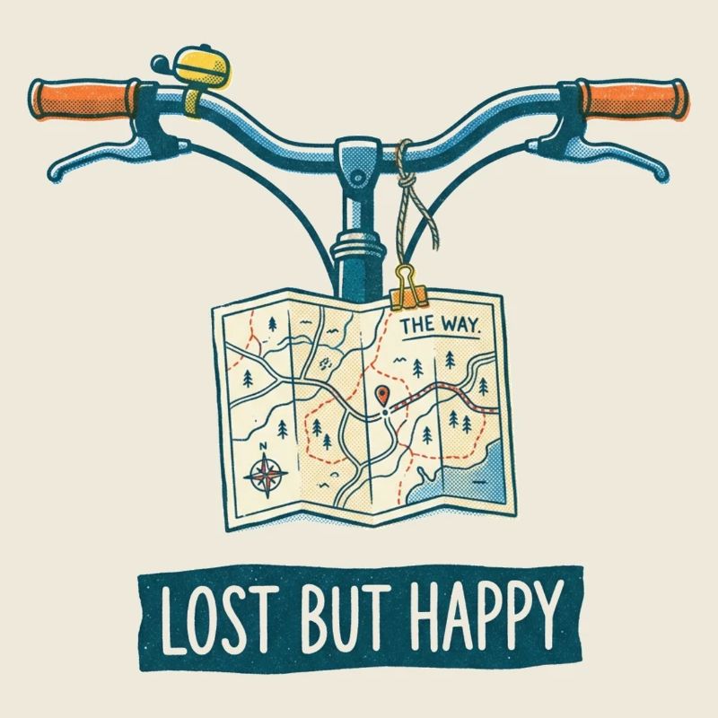 Art de vélo Risograph perdu mais heureux