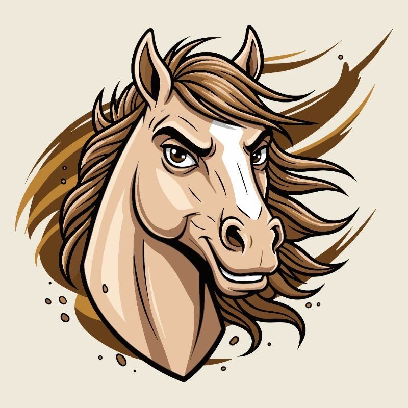 Tête de dessin animé Cheval Sauvage