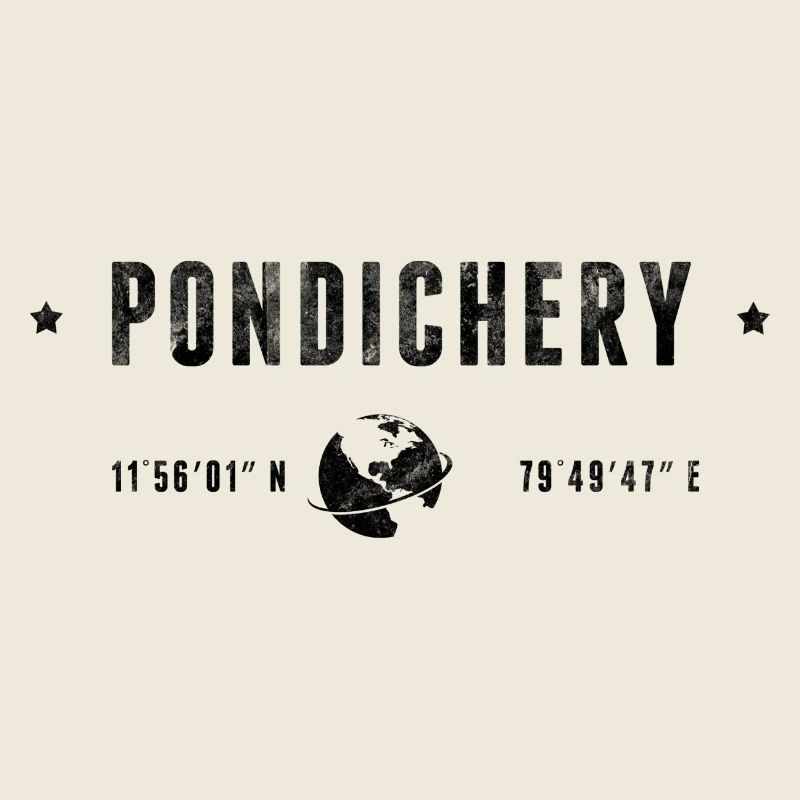 PONDICHERRY Stylized geographical coordinates