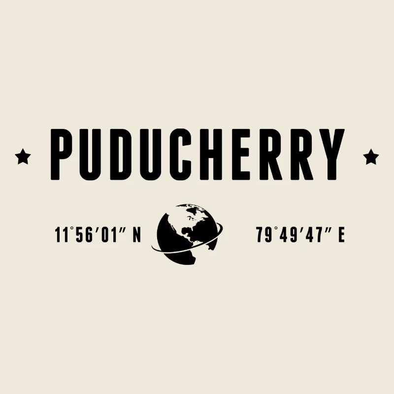 PUDUCHERRY Stylized Geographical Coordinates