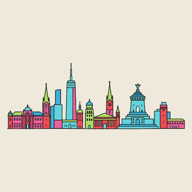 Leipzig City Skyline Monument Modern Line Art
