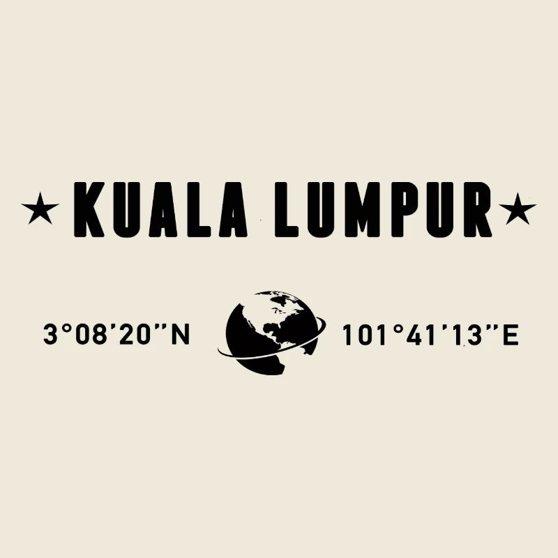 Kuala Lumpur Coordinates Black Minimalist Typo