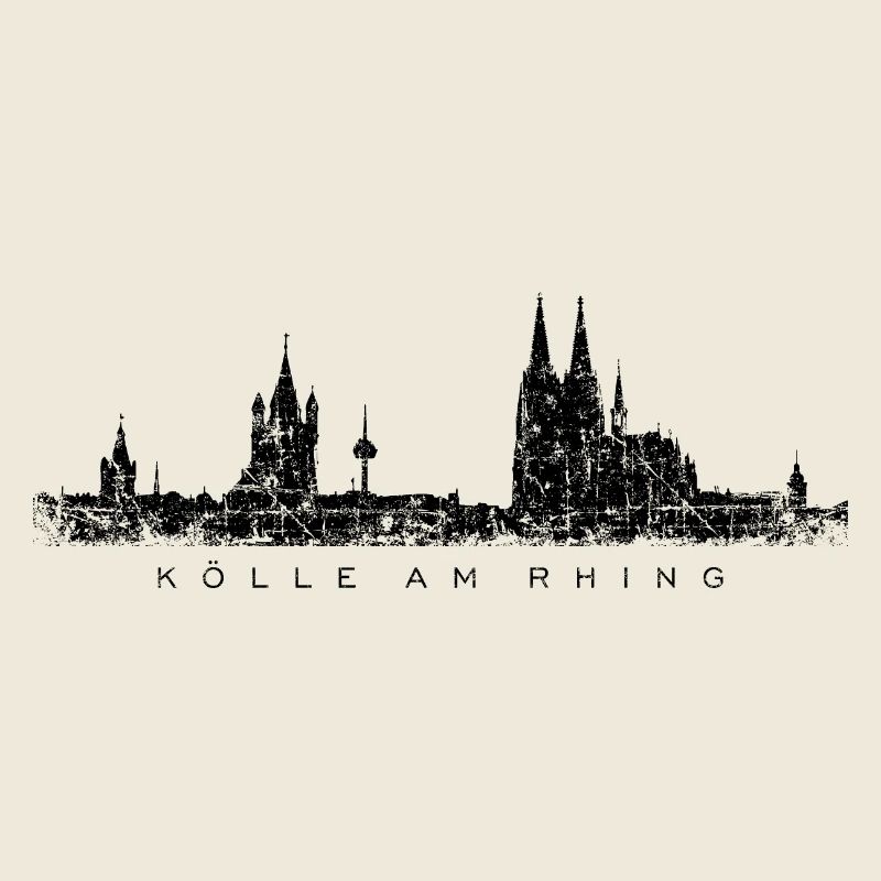 Kölle am Rhing Kölner Skyline Köln Vintage Schwarz