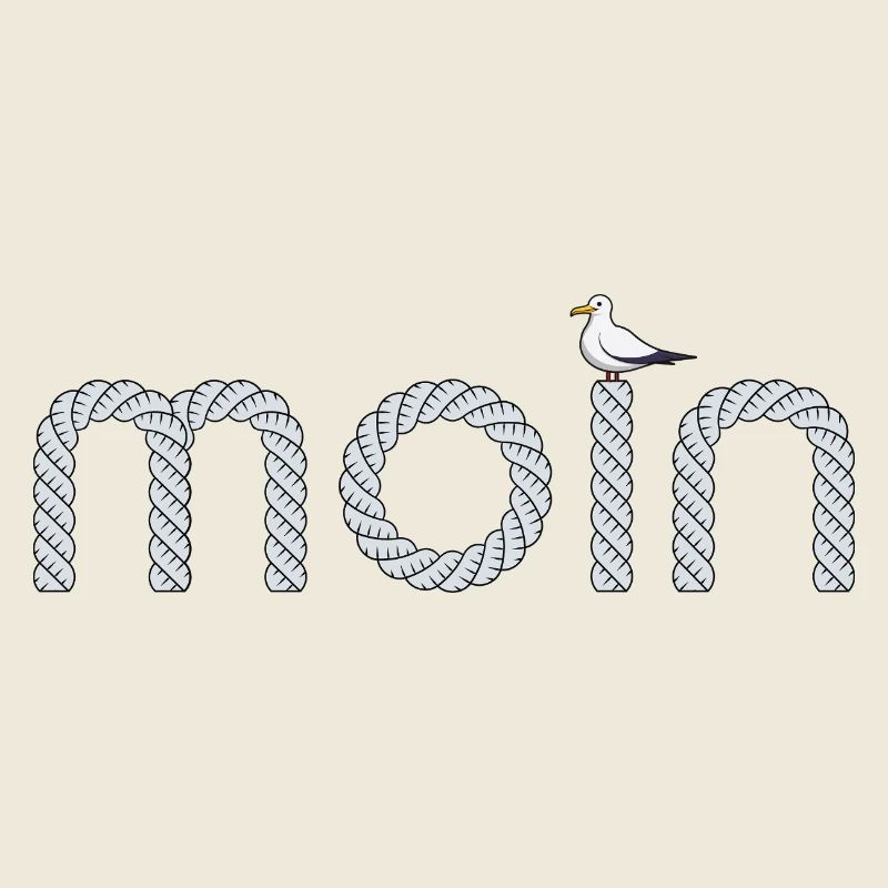 Moin Schriftzug mit kleiner Möwe