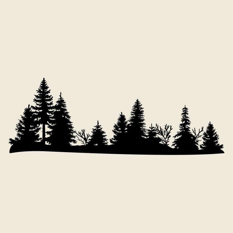 Silhouette noire d'une forêt