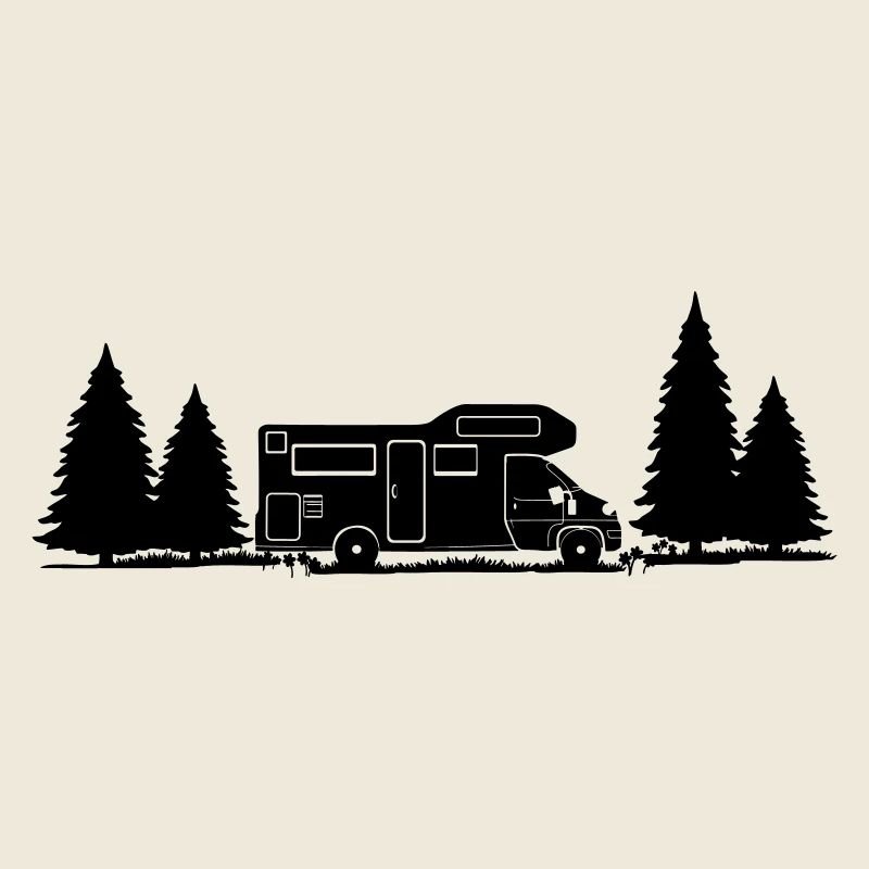 Shadow Camper im Wald mit Fichte