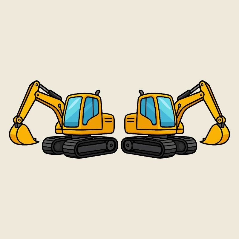 Double construction machinery silhouette