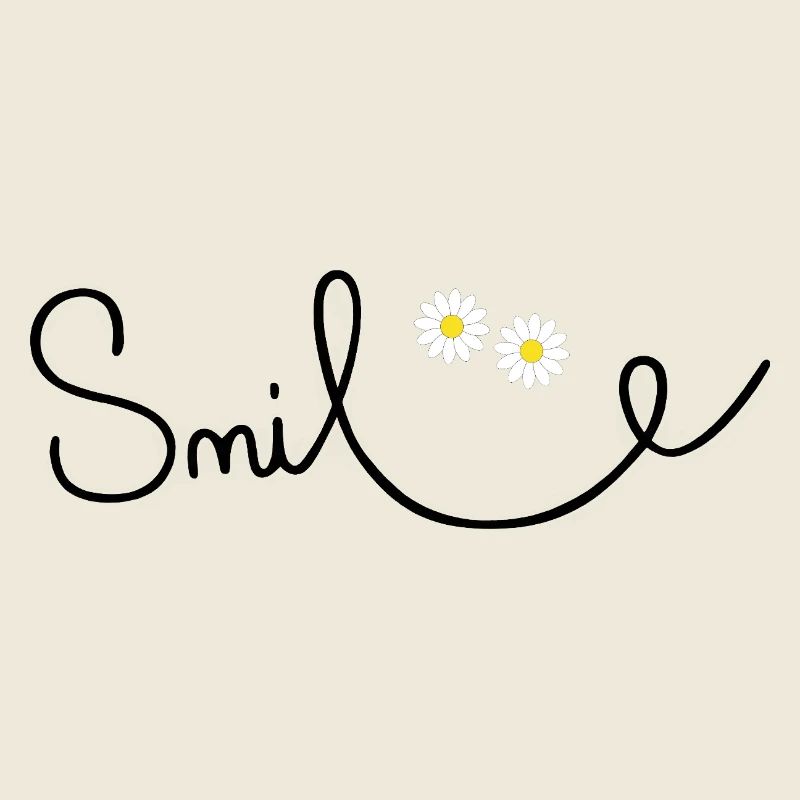 Flowery smile in cursive script