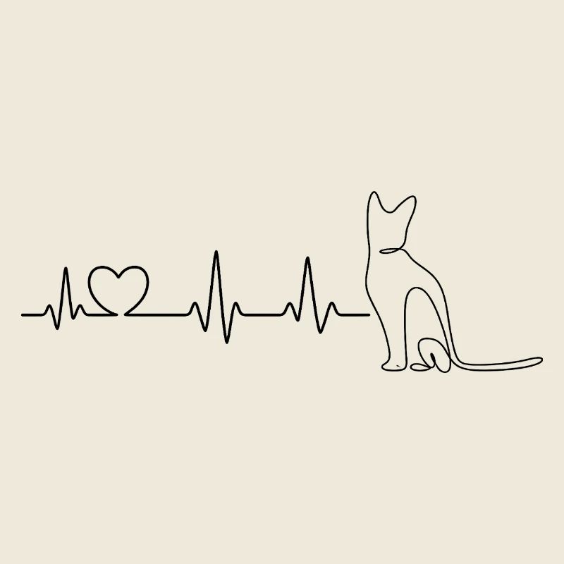 Cat Heartbeat – Line Art Design