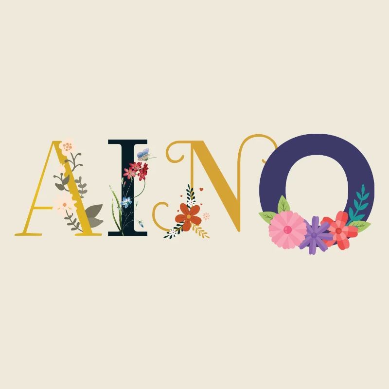Nom AINO décoré de fleurs
