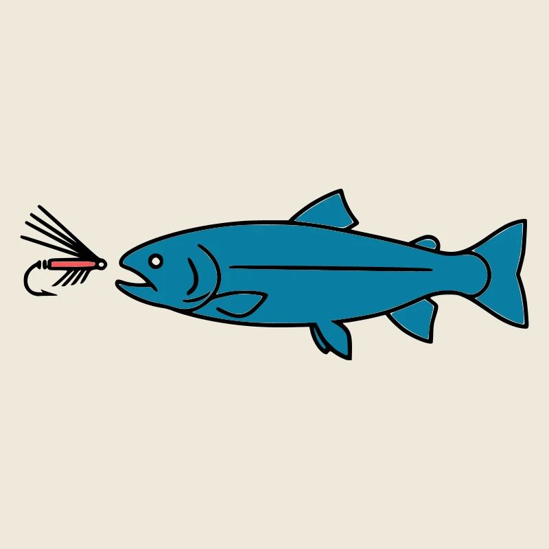 Fliegenfischen Forelle Biss Köder Vektor